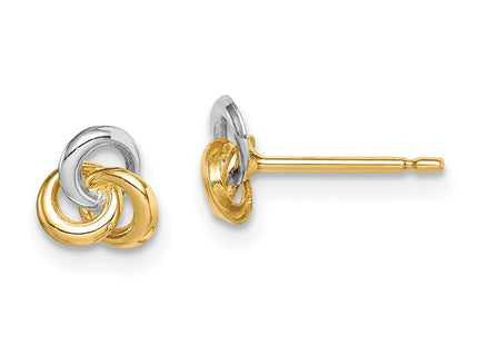 14k Yellow & Rhodium Earrings Style GK1064 - Classique Jewelry Inc.