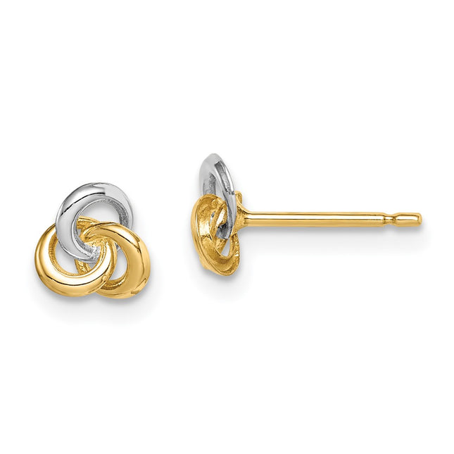 14k Yellow & Rhodium Earrings Style GK1064 - Classique Jewelry Inc.