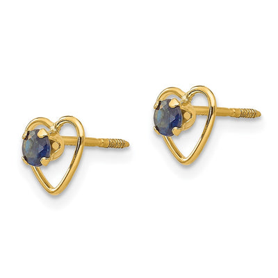 14K Madi K Created Sapphire Birthstone Heart Screwback Earrings