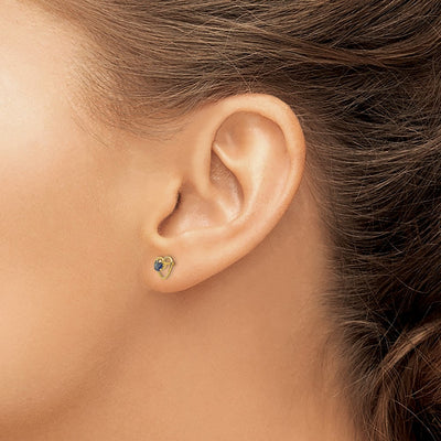 14K Madi K Created Sapphire Birthstone Heart Screwback Earrings