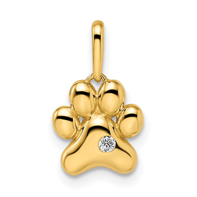14K gold cubic zirconia paw pendant
