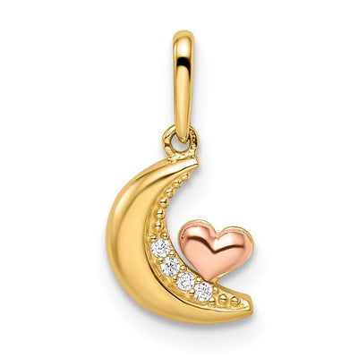 14K gold cubic zirconia heart pendant