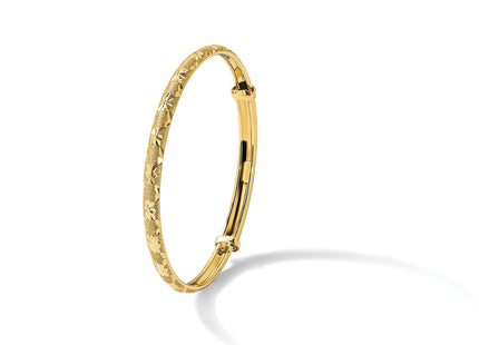 14K Polished Satin and Diamond-cut Adjustable Baby Bangle