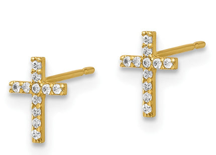 14k Madi K Polished CZ Cross Post Earrings (Style GK1168)