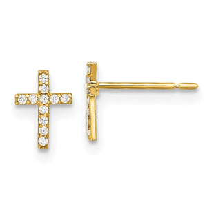 14k Madi K Polished CZ Cross Post Earrings (Style GK1168)