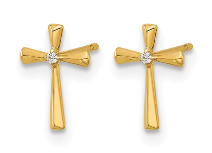 14K gold cubic zirconia cross earrings, alternate view
