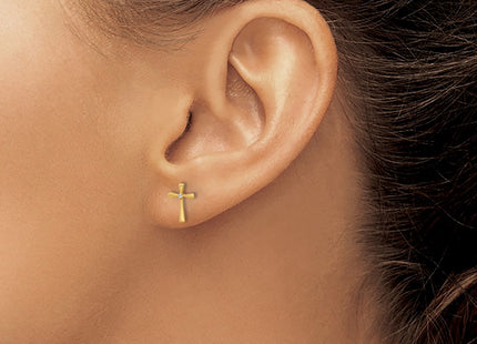 14K gold cubic zirconia cross earrings, another view