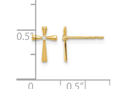 14K gold cubic zirconia cross earrings, further view