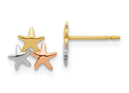 14k Yellow & Rhodium Earrings Style GK1173 - Classique Jewelry Inc.