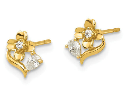 14k Madi K Polished CZ Flower Post Earrings (Style GK1181)