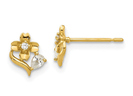 14k Madi K Polished CZ Flower Post Earrings (Style GK1181)