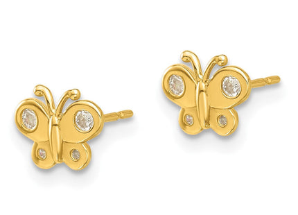 14k Madi K Polished CZ Butterfly Post Earrings (Style GK1183)