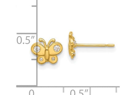 14k Madi K Polished CZ Butterfly Post Earrings (Style GK1183)