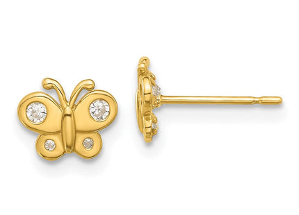 14k Madi K Polished CZ Butterfly Post Earrings (Style GK1183)
