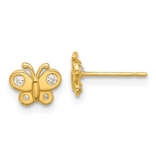 14k Madi K Polished CZ Butterfly Post Earrings (Style GK1183)