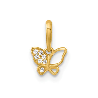 14K gold cubic zirconia butterfly pendant