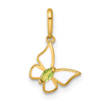 14K gold cubic zirconia butterfly pendant