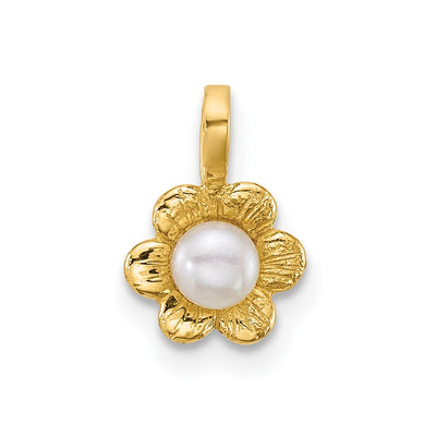 14K gold pearl flower pendant