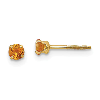 14K Madi K Citrine Birthstone Screwback Earrings