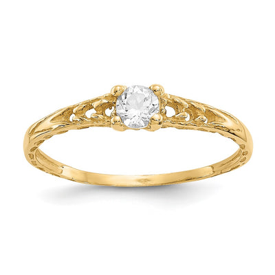 14K Madi K White Topaz Birthstone Baby Ring