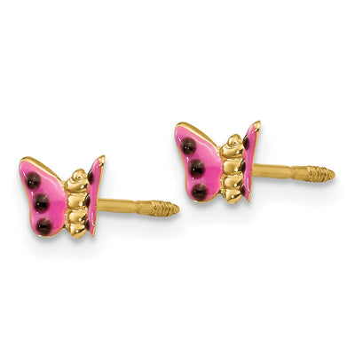 14K Madi K Pink Enameled Butterfly Earrings