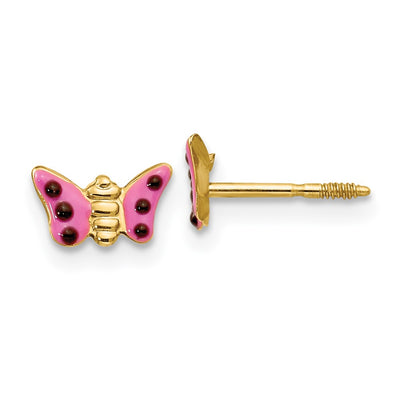 14K Madi K Pink Enameled Butterfly Earrings