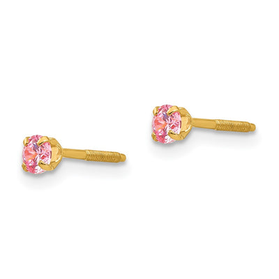 14K Madi K Imitation Pink Tourmaline Birthstone Screwback Earrings (Oct)