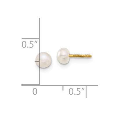 14K Madi K White Button Freshwater Cultured Pearl Screwback Post Earrings