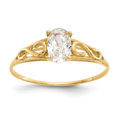 14K gold spinel ring, synthetic stone