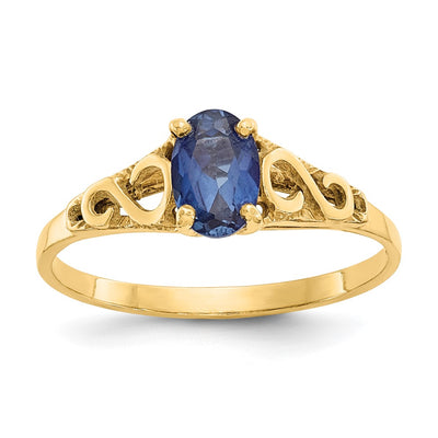 14K gold spinel ring, synthetic stone