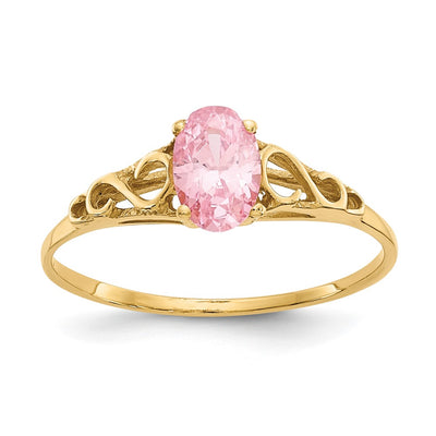14K gold zircon ring, synthetic stone
