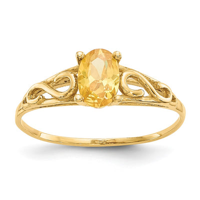 14K gold citrine ring, synthetic stone