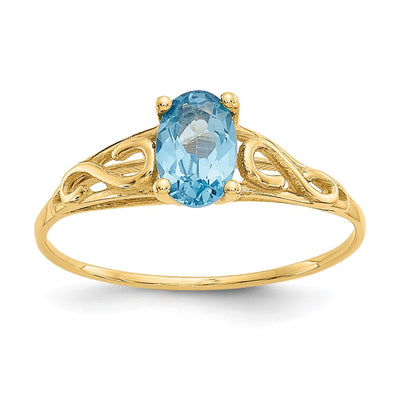 14K gold zircon ring, synthetic stone
