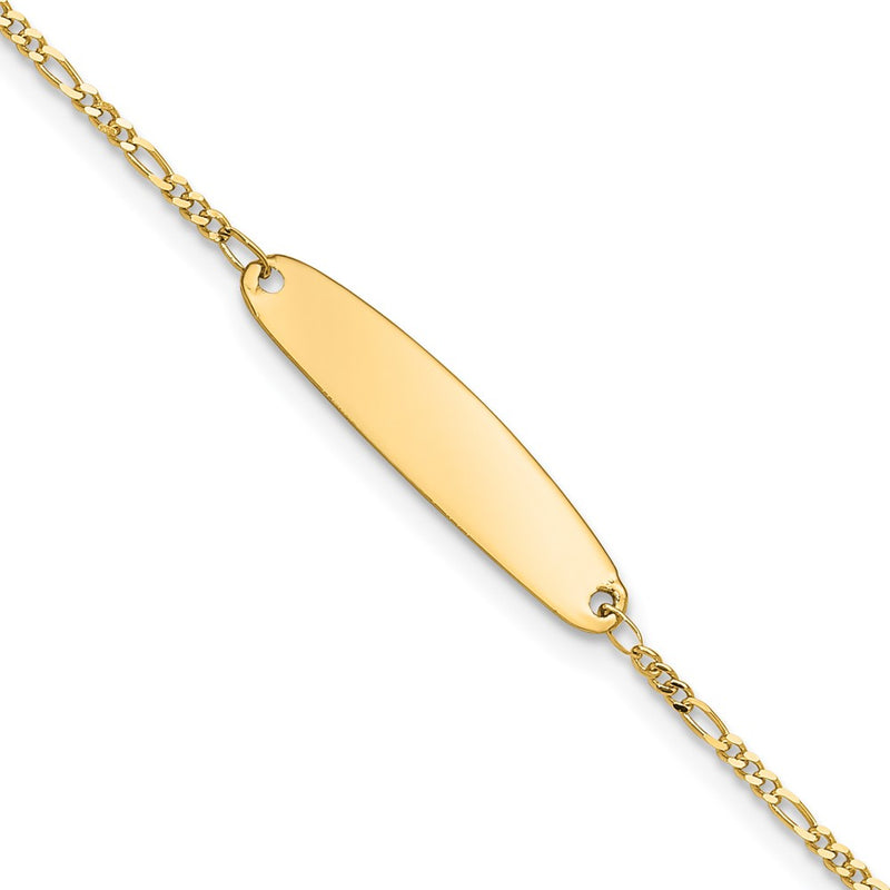 14K gold figaro link oval ID bracelet
