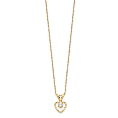 14K Madi K White Zircon Heart Birthstone Necklace