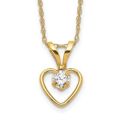 14K Madi K White Zircon Heart Birthstone Necklace