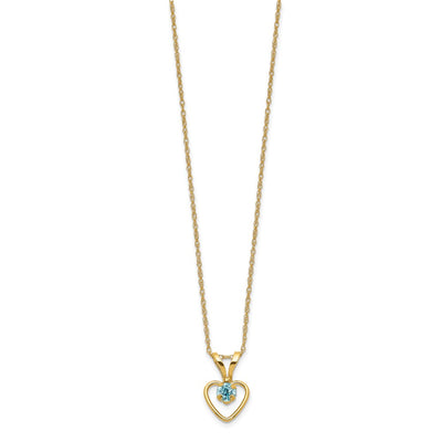 14K Madi K Blue Zircon Heart Birthstone Necklace