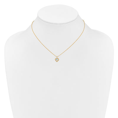 14K Madi K Blue Zircon Heart Birthstone Necklace