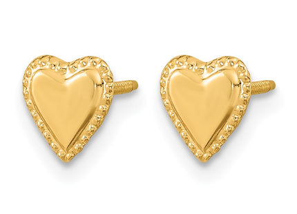 14K gold heart earrings, alternate view