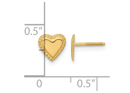 14K gold heart earrings, another view