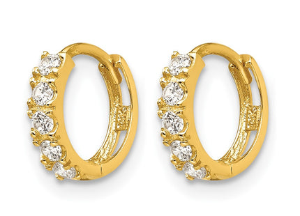 14K gold cubic zirconia hoop earrings, alternate view