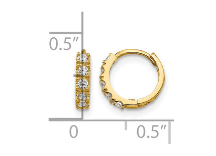 14K gold cubic zirconia hoop earrings, further view