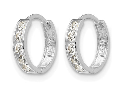 14K white gold cubic zirconia hoop earrings, alternate view