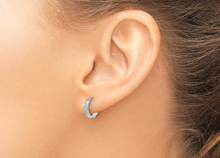 14K white gold cubic zirconia hoop earrings, another view