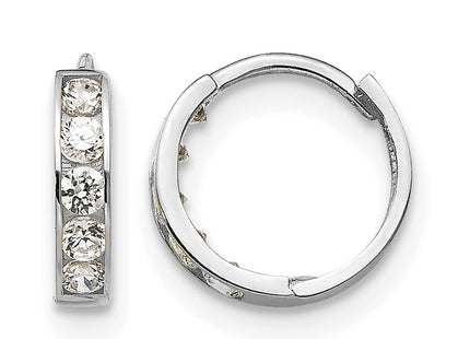 14K white gold cubic zirconia hoop earrings