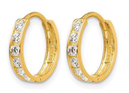 14K gold cubic zirconia hoop earrings, alternate view