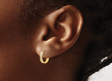 14K gold cubic zirconia hoop earrings, another view