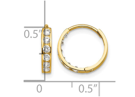 14K gold cubic zirconia hoop earrings, further view