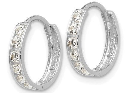 14k White Gold Madi K CZ Children's Hinged Hoop Earrings (Style GK650W)