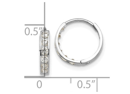14k White Gold Madi K CZ Children's Hinged Hoop Earrings (Style GK650W)